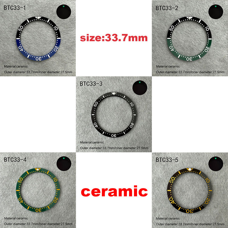 Watch Bezel Lnsert 33.7mm*27.5mm Substitute Watch Insert Ring Luminous Watch Accessories Flat High-quality Ceramic