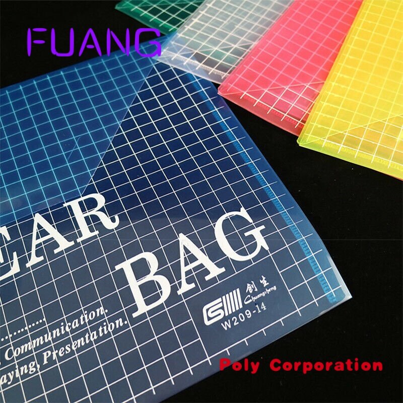 Custom  Best price custom PP stationery clear button file bag wholesale plastic file folder with fastener
