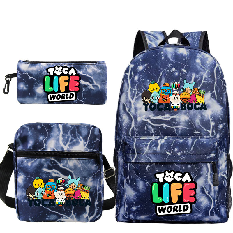 Sac à dos Toca Life World pour enfants, sacs initiés, sac à crayons, cartable pour enfants, garçons, filles, sac à dos de dessin animé, sacs de voyage, cadeaux, ensemble de 3 pièces