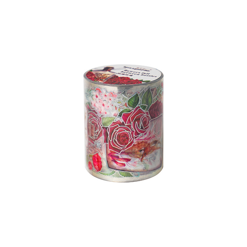 Retro PET Laser Flower Tapes, Flower Pendant, Vase Room Series, 6 Pacotes por Lote