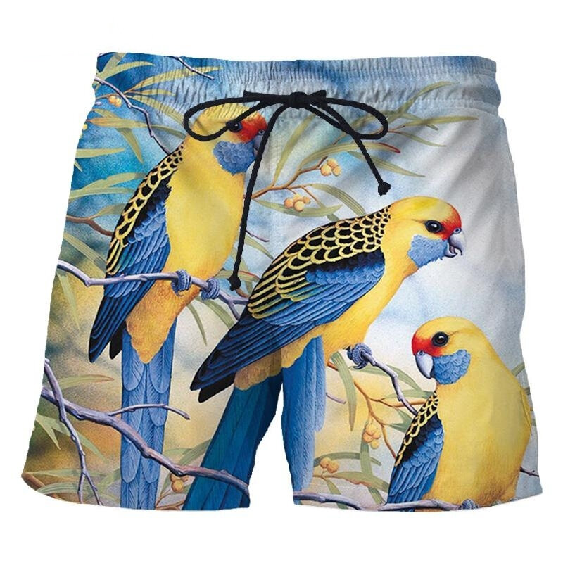 Shorts de plage College en 3D pour hommes, pantalons courts, shorts de bain pour garçons et filles, shorts de bain pour perroquet, vêtements à la mode, été 2023