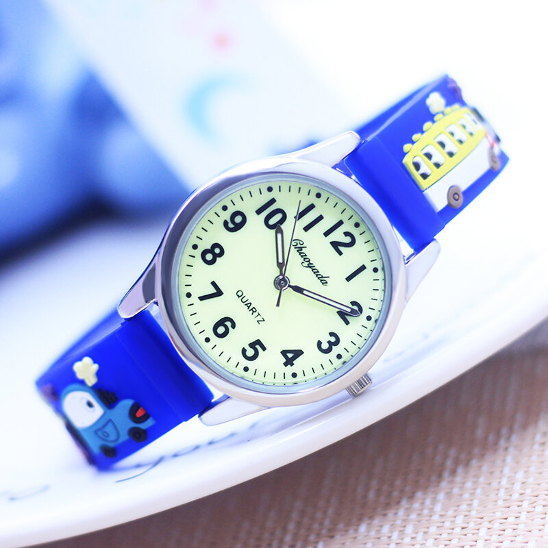 นาฬิกาไฟฟ้าสำหรับเด็กเด็กหญิงเด็กชายลายการ์ตูนพื้นผิวเรืองแสงใหม่2024นาฬิกาสำหรับเด็กเล็กนักเรียน kado ulang tahun