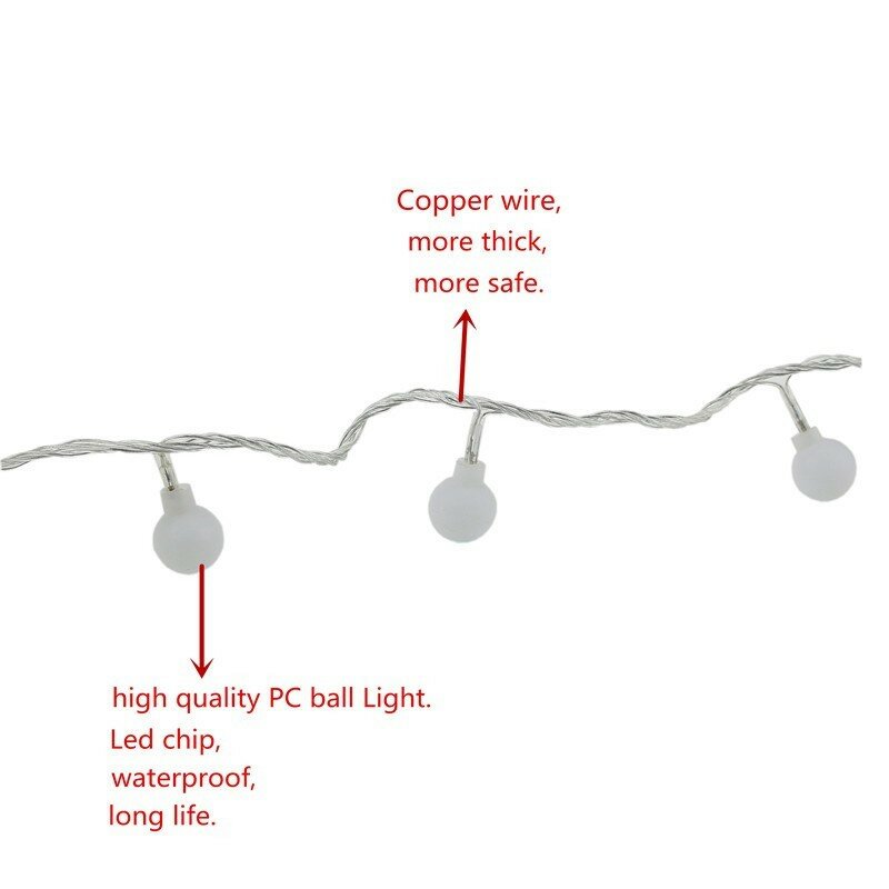 Luzes redondas da bola da corda de fada, lâmpada do partido, bolas, luzes, 1.5m, 3m, 5m, 6m