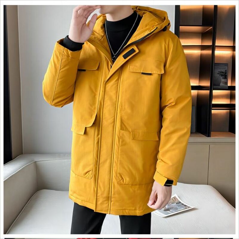 2023 inverno nuova tendenza moda giovanile bel cappotto con cappuccio da uomo di media lunghezza Slim fit abbigliamento Casual e Versatile in cotone