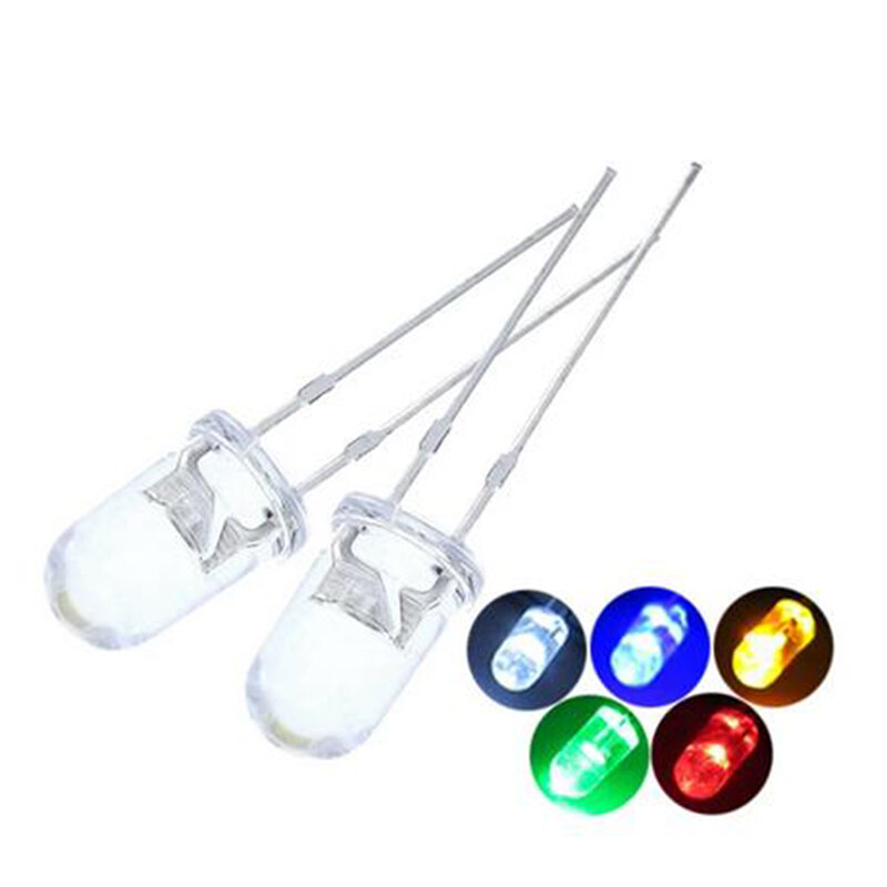 Bombilla LED transparente para lámpara de piezas, luz de 3mm con indicador de brillo superalto, color rojo, azul, verde, blanco y amarillo, 100 unidades