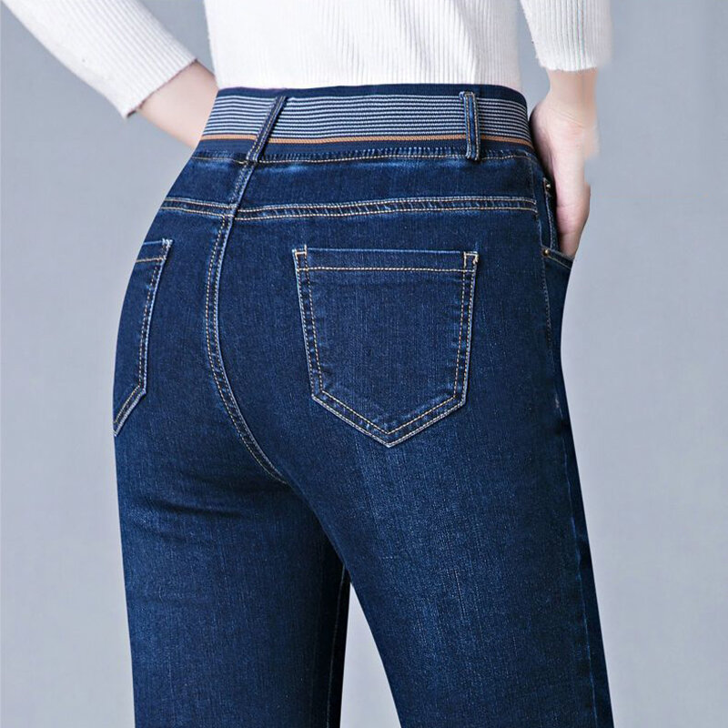 女性のためのレトロな韓国スタイルのストレートデニムジーンズ,大きいサイズ36,ルーズフィット,ヴィンテージ,ハイウエスト,ストレッチパンツ
