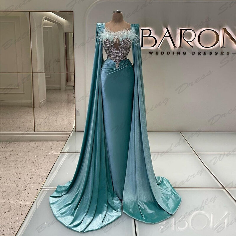 Elegant Party Evening Dresses For Women Simple Satin Gorgeous Exquisite Beading Sexy Off Shoulder Long Sleeves Prom Gowns 2024