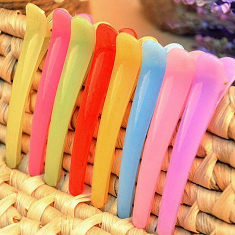 Women Girls Sweet Jelly Candy Color Single Prong Hair Clip Semi Transparent Hairdressing Non-Slip Alligator Barrettes