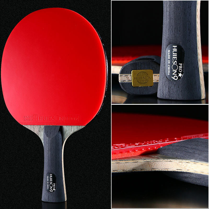 Ракетка для настольного тенниса Huieson Pro 9 звезд, 7-слойная ракетка ALC с двойными прыщами, резиновая ракетка для пинг-понга FL, рукоятка CS с чехлом