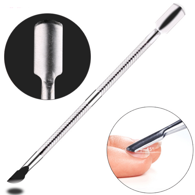 Rvs Double-Ended Nail Cuticle Pusher Dode Huid Remover Manicure Cleaner Care Nagels Gereedschap Alle Voor Manicure set