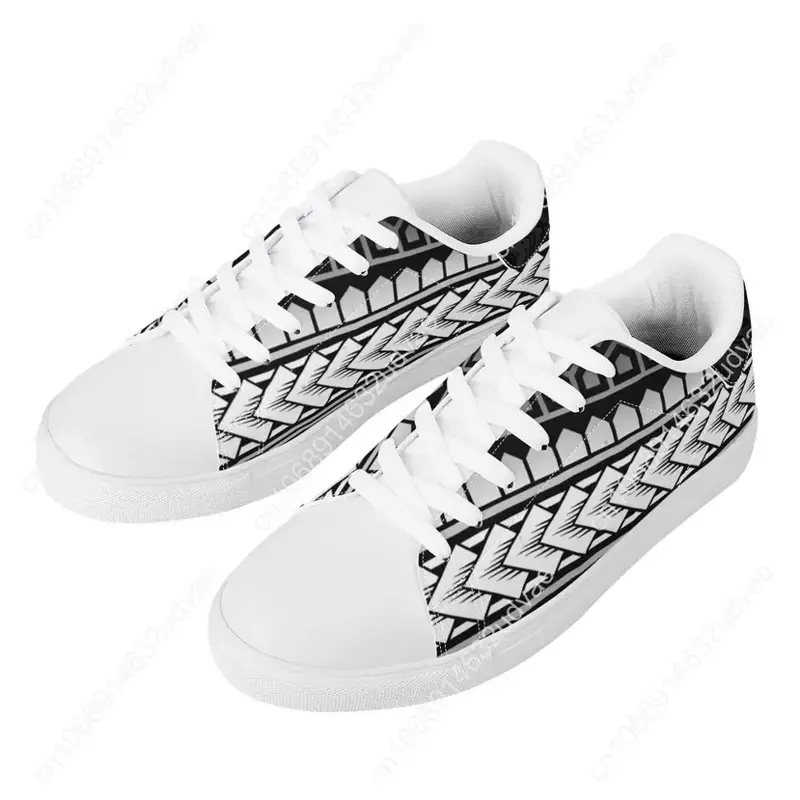 Sepatu kets datar gerbang Tribal Polinesia, sepatu olahraga berjalan modis motif kustom, sepatu lari wanita ringan