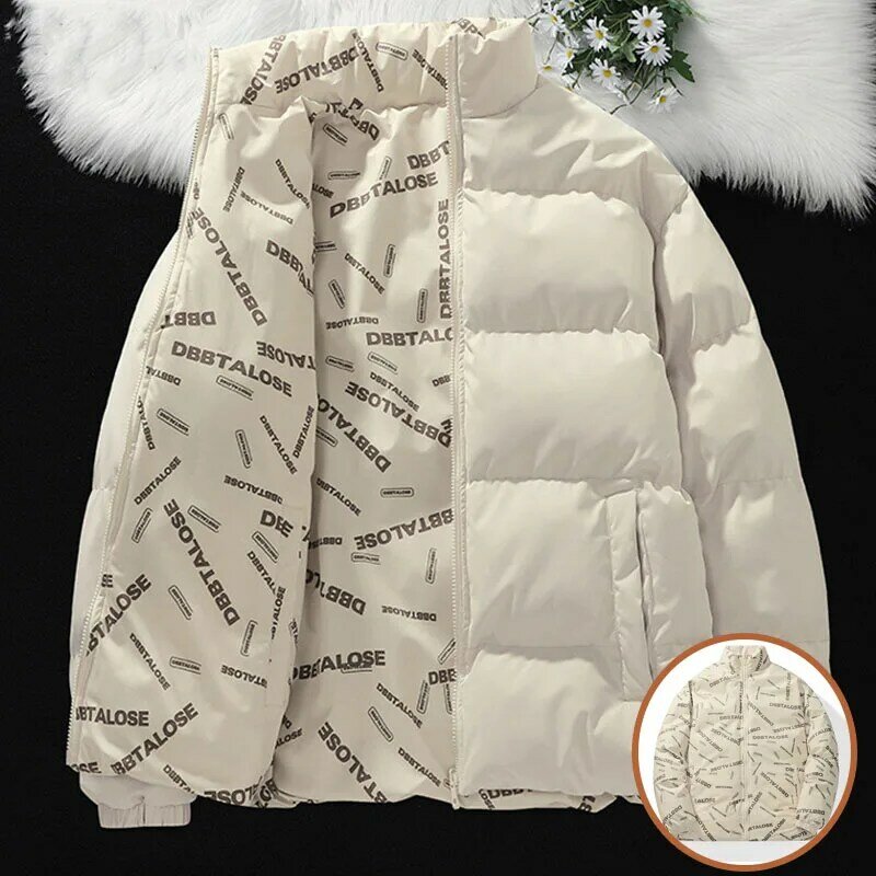 Casaco de algodão de gola reversível masculino, casaco quente espessado, casaco exterior impermeável, moda, inverno, 2023