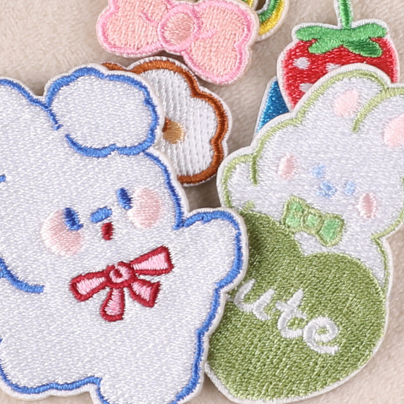 DIY Sew Cute Cartoon Animal Fruit Embroider Fabric Patch Label Heat Sticker for Cloth Hat Jeans Backpack Adhesive Emblem Logo