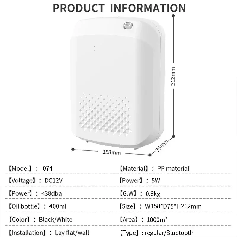 Difusor de Aroma Elétrico com Wi-Fi e Botão Bluetooth, Perfume Room, Aromatizante para Casa, Novo, 400ml Capacidade, 1000m ³