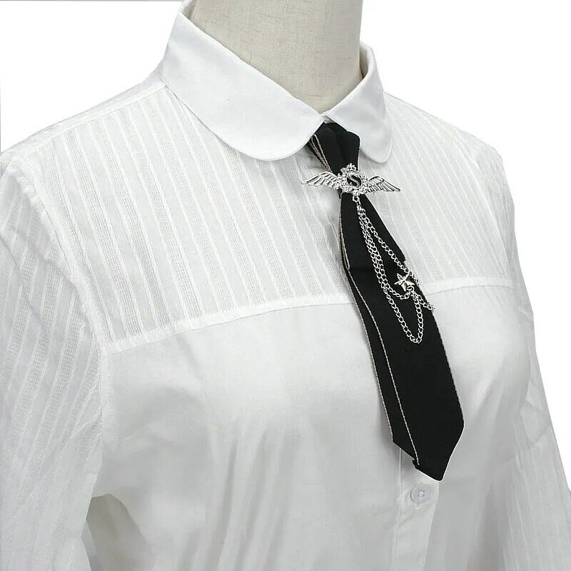 Cravatta a nastro nera fatta a mano gioielli con strass di cristallo camicie da uomo Hot New Girl Boys Collar Neck Ties uniforme scolastica cravatta da donna