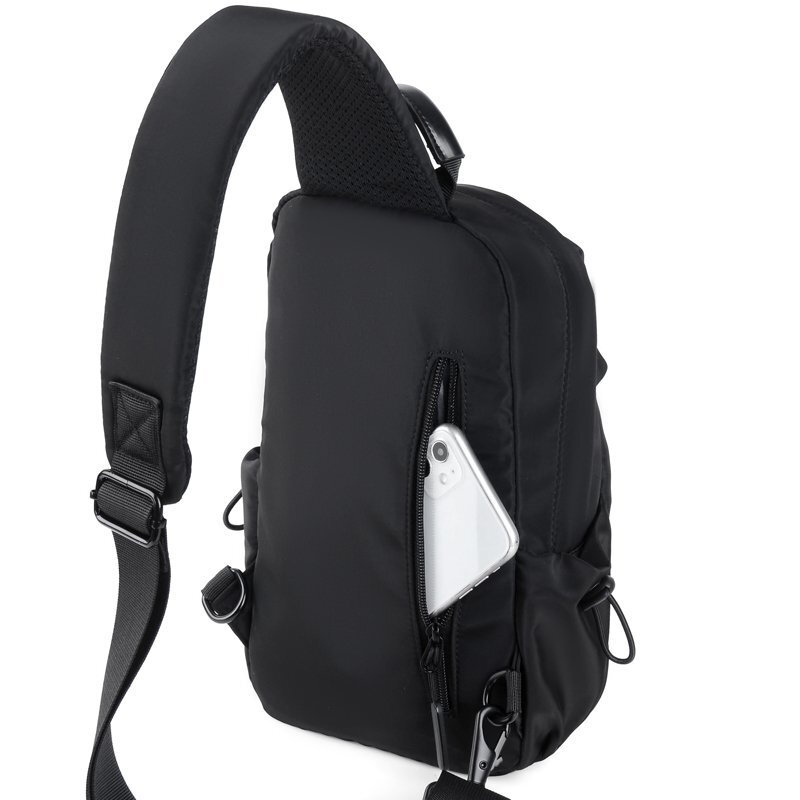 Bolso de pecho con USB para hombre, bolsa cruzada impermeable, de viaje, a la moda, 2022