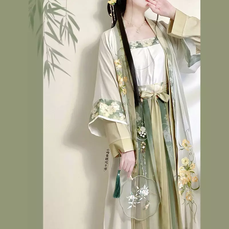Authentic Hanfu Female Song Dynasty System Changgan Temple Suspender Pleated Skirt with All Spring and Summer Styles