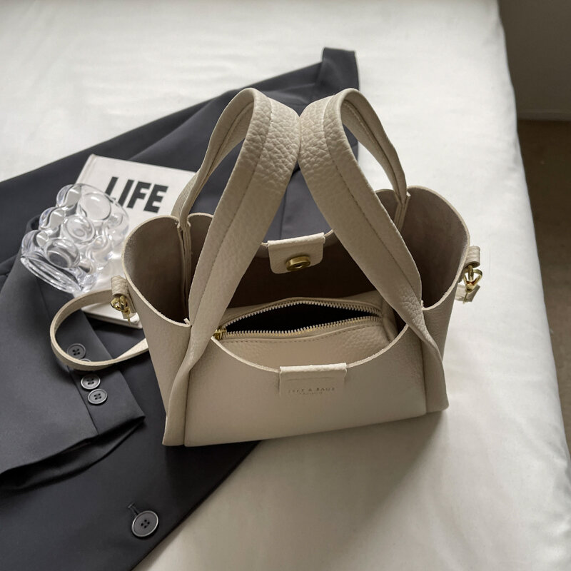 Fashion 2 Set Tote Bag borsa a secchiello in morbida pelle di alta qualità per donna borsa da donna marrone nera di marca semplice borsa di design