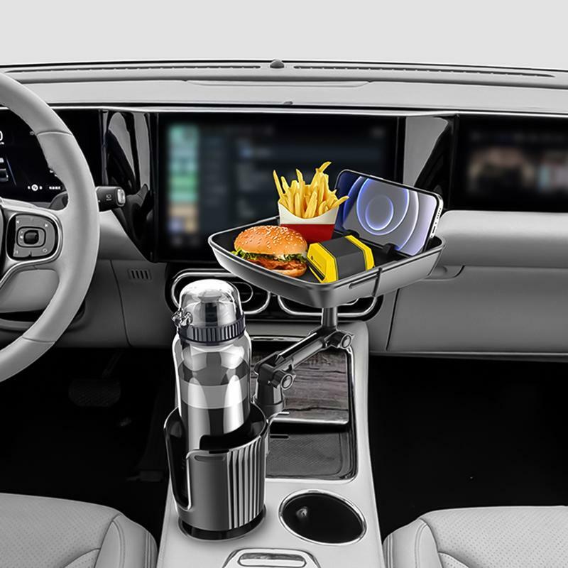Food Tray For Car Multifunctional Eating Table Tray Rotation Car Eating Tray Side Seat Cup Holder Organizer For Food Snacks Keys