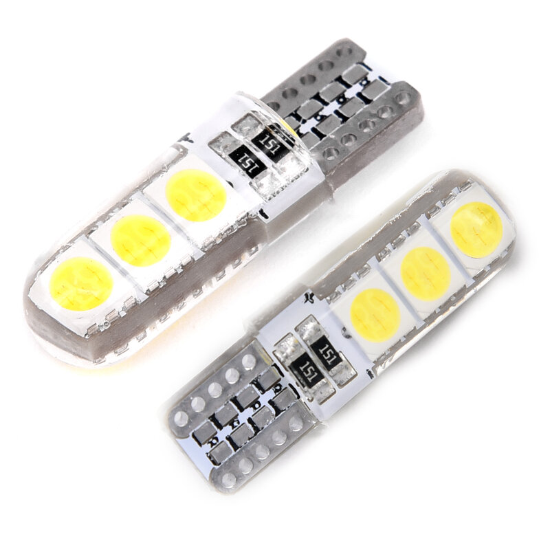 Silicone Shell Lamp White 12V DC License Plate Dome 10pcs T10 194 W5W Car T10-5050-6SMD Super Bright Energy Saving