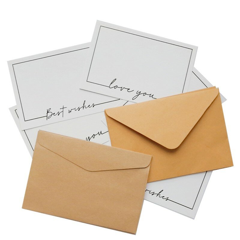 10セット封筒カードクラフト紙ギフトウィンドウステーショナリーカラフルなパーティーメッセージ招待状11x16cm