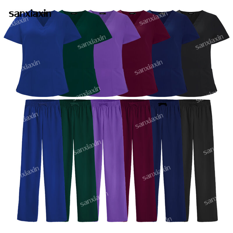 Le donne all'ingrosso indossano tute Scrub Set da lavoro medico ospedaliero uniformi mediche accessori per infermiere uniformi Unisex multicolori chirurgici
