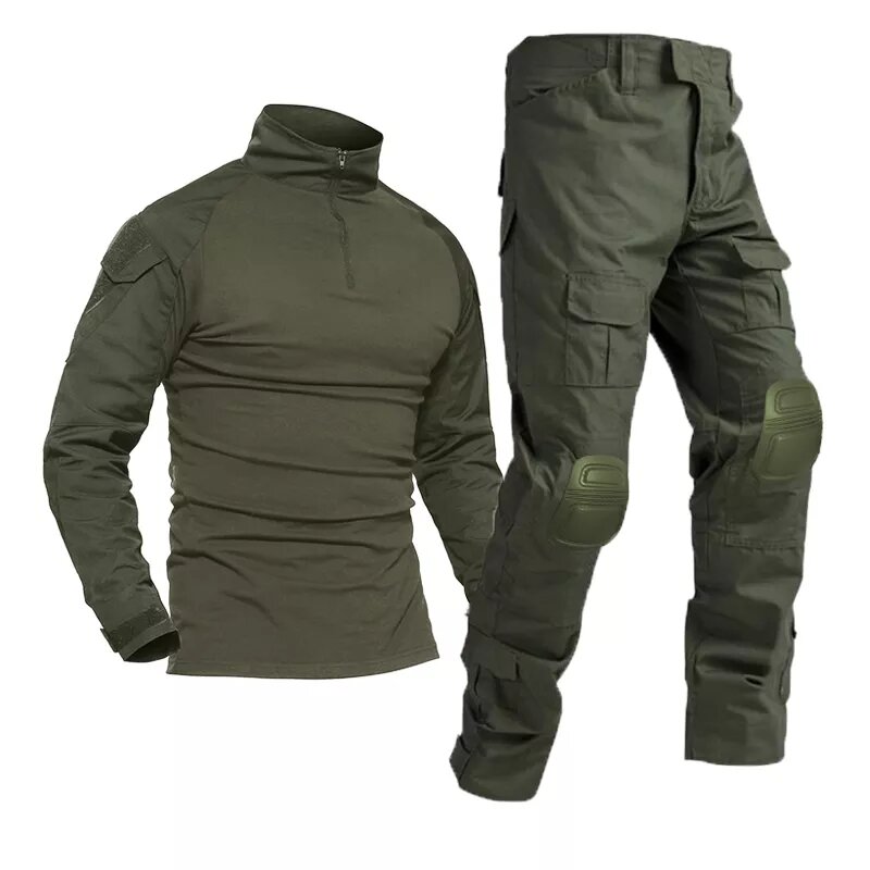 Airsoft Paintball odzież robocza strzelanie wojskowe jednolity taktyczny koszule moro bojowy Cargo ochraniacze na kolana spodnie wojskowe