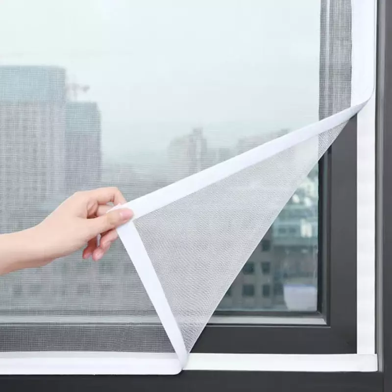 White Window Screen Mesh, Air Tulle Adjustable Summer Invisible Anti-Mosquito net Fiberglass Removable Washable Customize Screen