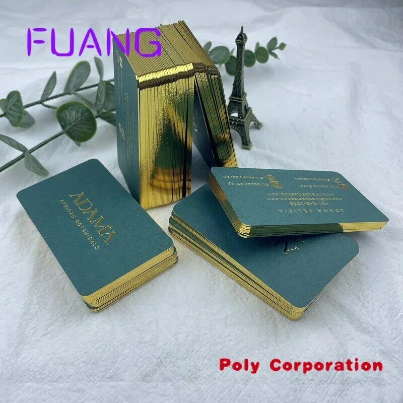 Custom custom luxury black paper hot stamping gold foil edge business card with golden border