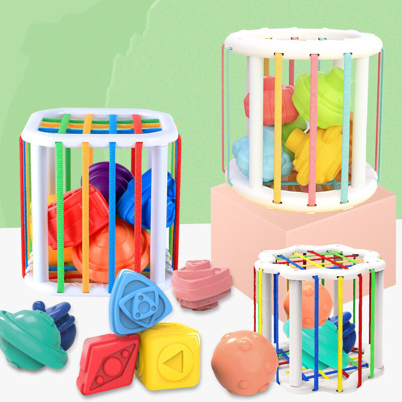 Baby Montessori nauka zabawki edukacyjne kolorowe klocki do sortowania gry dla dzieci Bebe Birth Inny 0 12 miesięcy prezent