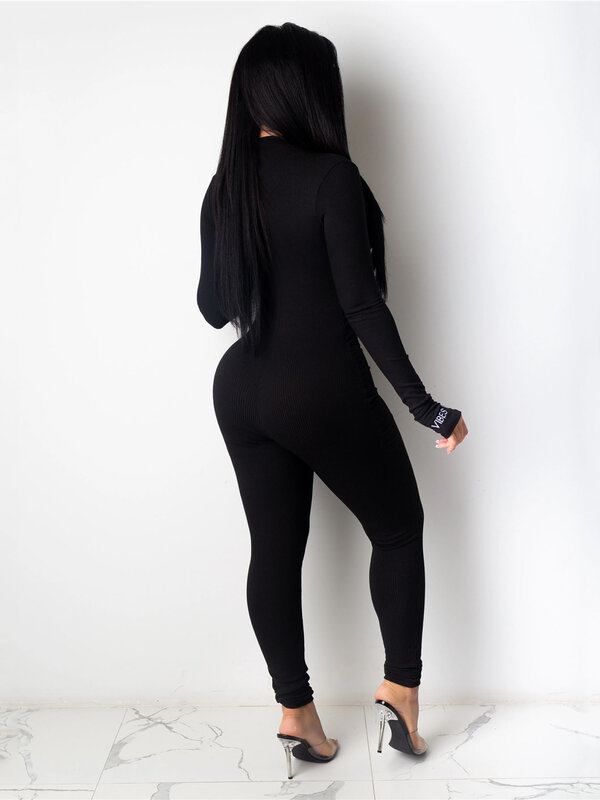 Streetwear Jumpsuit wanita, Jumpsuit kurus lengan panjang keseluruhan 2024, Bodycon seksi rajut putih Label keberuntungan