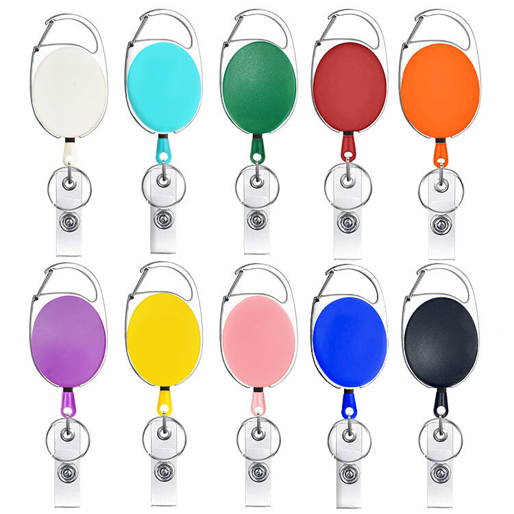 Retractable Pull Badge Reel Zinc Alloy Plastic ID Lanyard Name Tag Card Badge Holder Reels Recoil Belt Key Ring Chain Clips