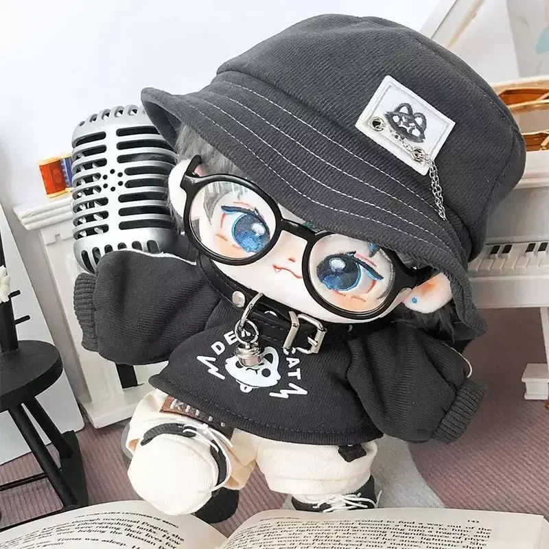 20cm No Attribute Demon Cat Kawaii Cool Handsome Boy Hoodie Hat Costume Set Plush Doll Change Clothes Outfit Cosplay Xmas Gift