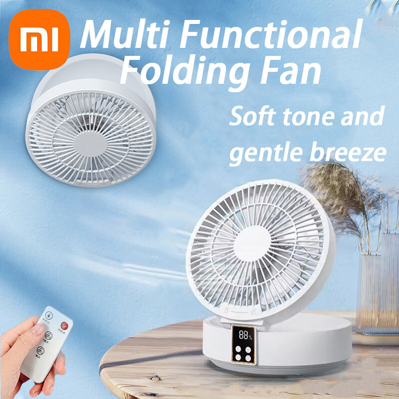 2024 Xiaomi Fan With Remote Control Portable Wall-Hanging Rechargeable Usb Electric Folding Fan Nightlight Air Cooler Household