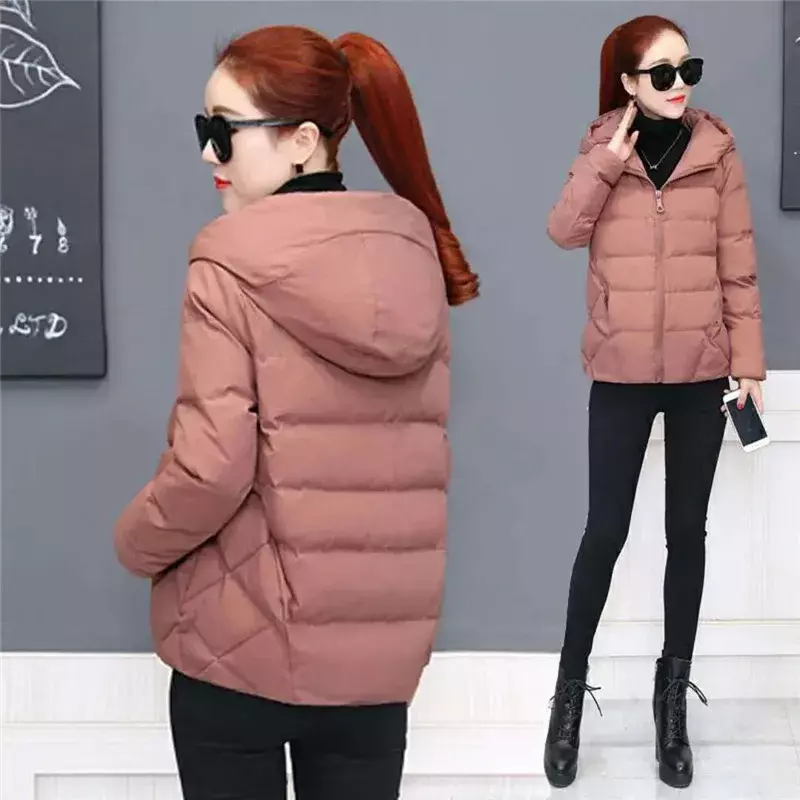 2023 New Black Fashion Puffer Coats Winter Hooded Cotton Coat Loose Jackets Women Short Down Cotton Jacket Casual Female Outwear