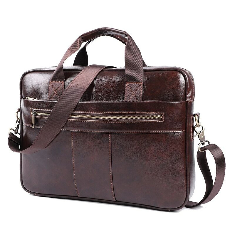 Natureza Couro Crossbody Shoulder Bag, Bolsa de Negócios Masculina, Laptop Bag, Paeta Retro, 15,6"