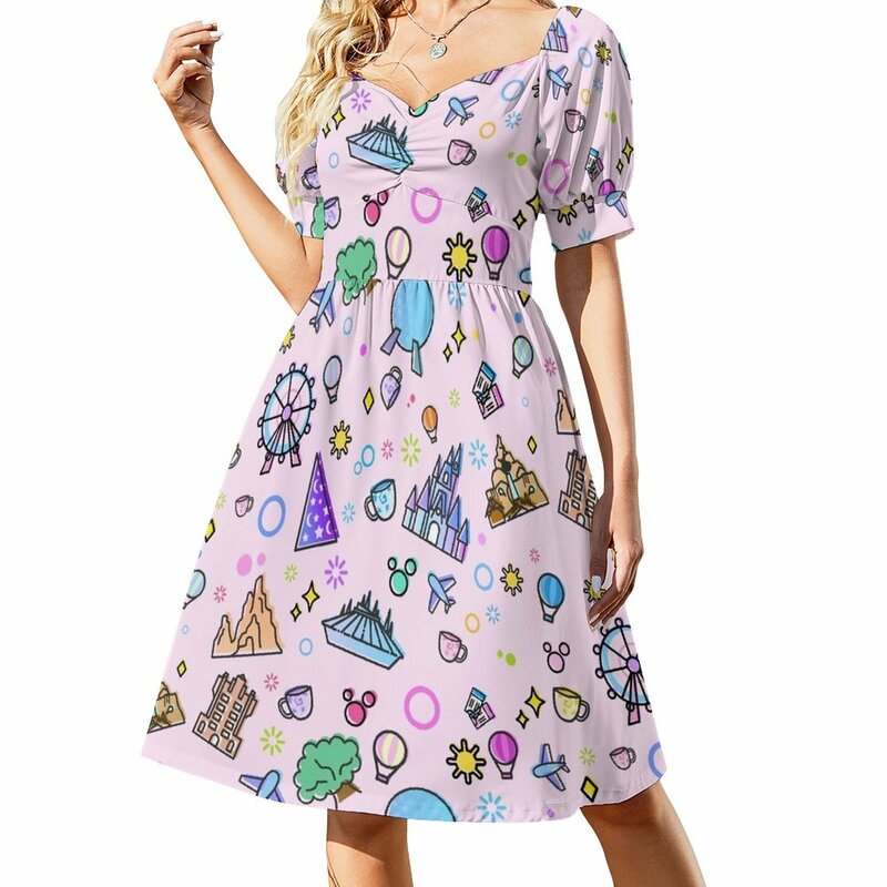 Meet me at my Happy Place Pink Pattern. Happiest Place on Earth Icon Set. Dress dresses for official occasions