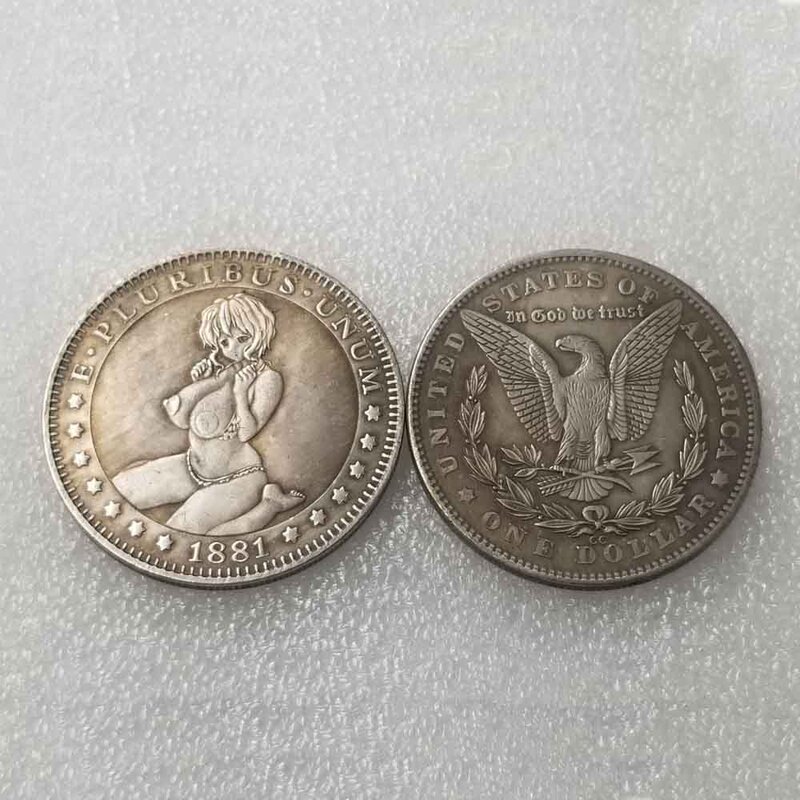 Luxury Longing Liberty Angel 3D Art Couple Coins Romantic Good Luck Pocket Coin Funny Coin Commemorative Lucky Coin+Gift Bag