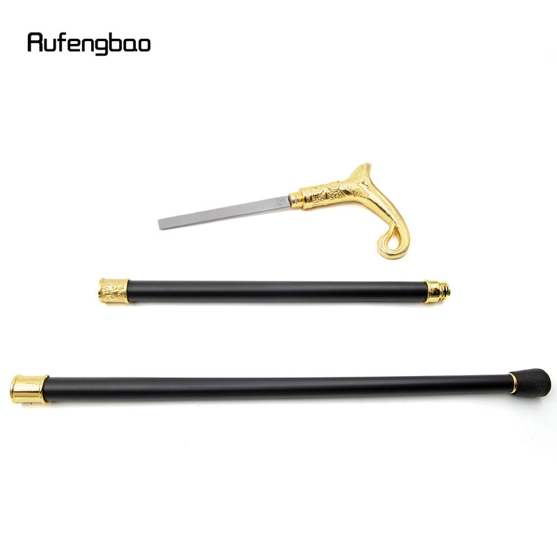 Golden Luxury Curve Line Type Walking Stick with Hidden Plate Self Defense Fashion Cane Plate Cosplay Crosier Stick 93cm