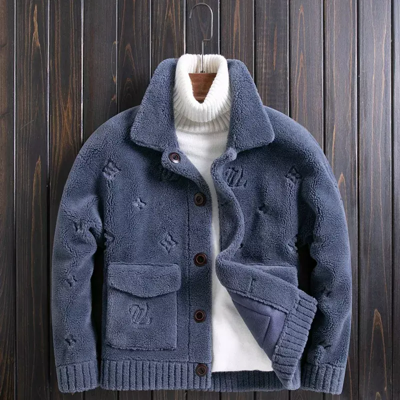 2023 nowa męska kurtka zimowa z owczej płaszcz polarowy, odwracalna wełniana płaszcz z prawdziwego futra męska ciepła odzież z futrem Chaquetas Hombre FC