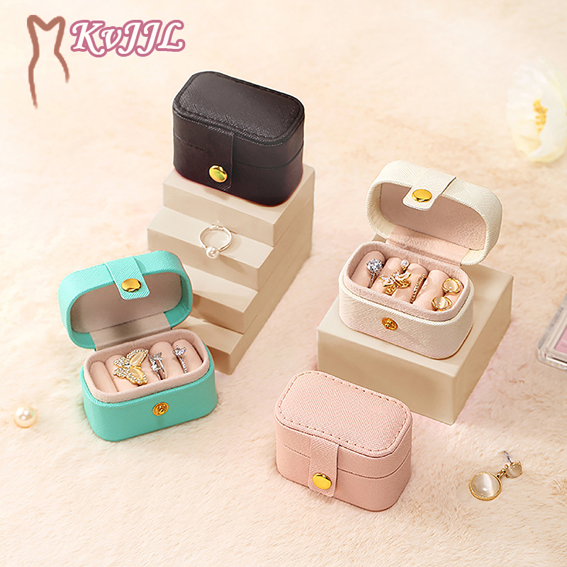 Mini organizador de joyas portátil, caja de regalo Simple de viaje, Cajas de cuero, soporte para pendientes, collar, anillo, caja de embalaje