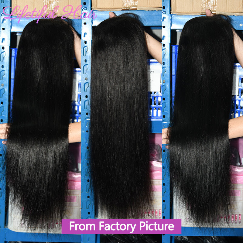 Straight Lace Frontal peruca de cabelo humano para mulheres, perucas brasileiras baratas, Glueless, cabelo cru, 10A, 13x4, 30 Polegada, 28 Polegada