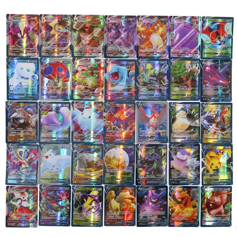 60/100 Buah Kartu Pokemon Inggris Tim Tag GX Vmax EX Mega Bersinar Permainan Pertempuran Carte Perdagangan Kartu Koleksi Mainan Hadiah Anak-anak