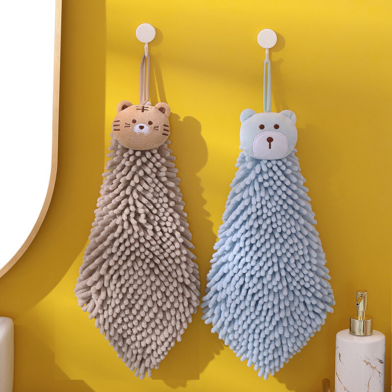Cute Chenille Soft Hanging Hand Towels Funny Owl PenguCute Chenille Soft Hanginin Absorbent Thick Kitchen＆Bathroom Towel 25x25cm