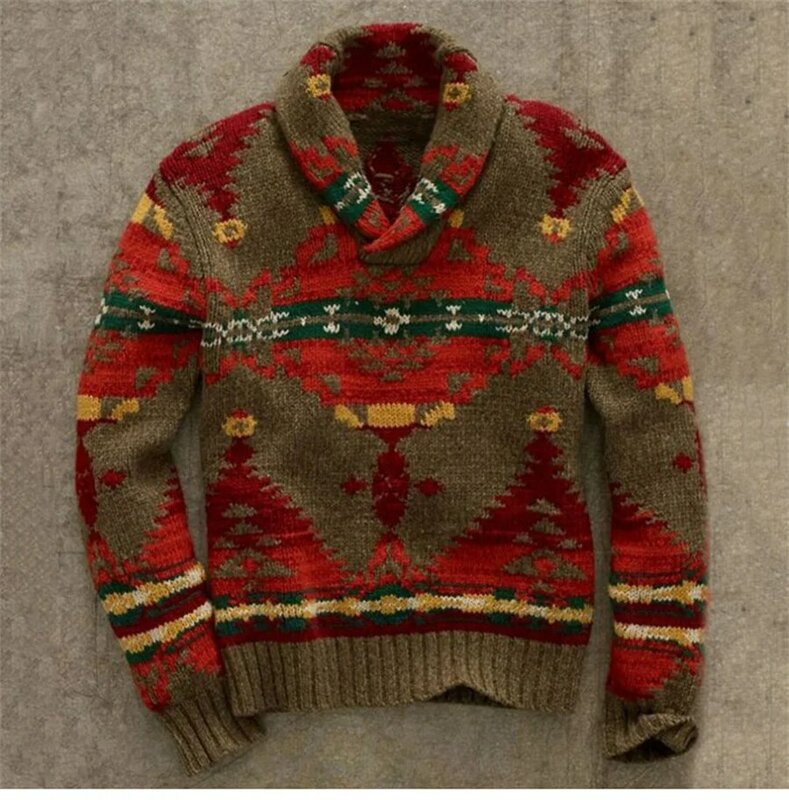 2024 New Christmas Jacquard Men Sweaters Autumn Winter Knitwear Loose Pullover Men's Sweatshirt Casual Streetwear Clothes Tops