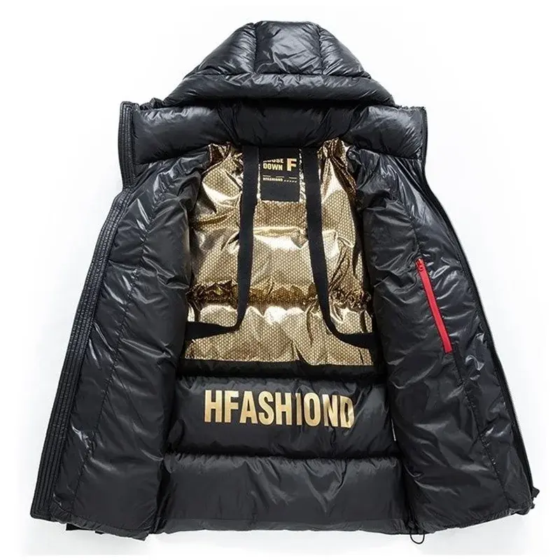 New Men's Hooded Goose Down Jacket for Autumn and Winter Luxury Fashion Leisure Outdoor Waterproof and Warm Down Jacket