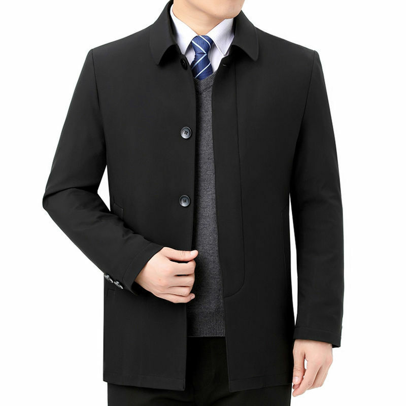 W średnim wieku i w podeszłym wieku męskie casualowa kurtka bawełniane klasyczne guziki jesienno-zimowe luźny, gruby pikowany płaszcz A263