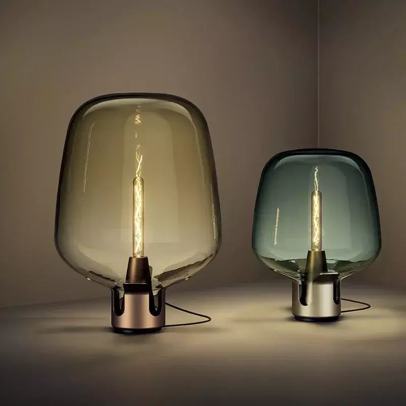 Nordic Smoke Grey szklany stół Light sypialnia lampa stolik nocny moda oświetlenie do salonu luksusowe szklane dekoracyjna lampa