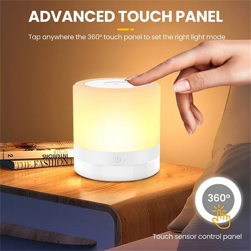 Dimmable LED Touch Sensor De Madeira Cabeceira Table Lamp, 7 Cores Night Light, Brilho Ajustável, Controle Remoto