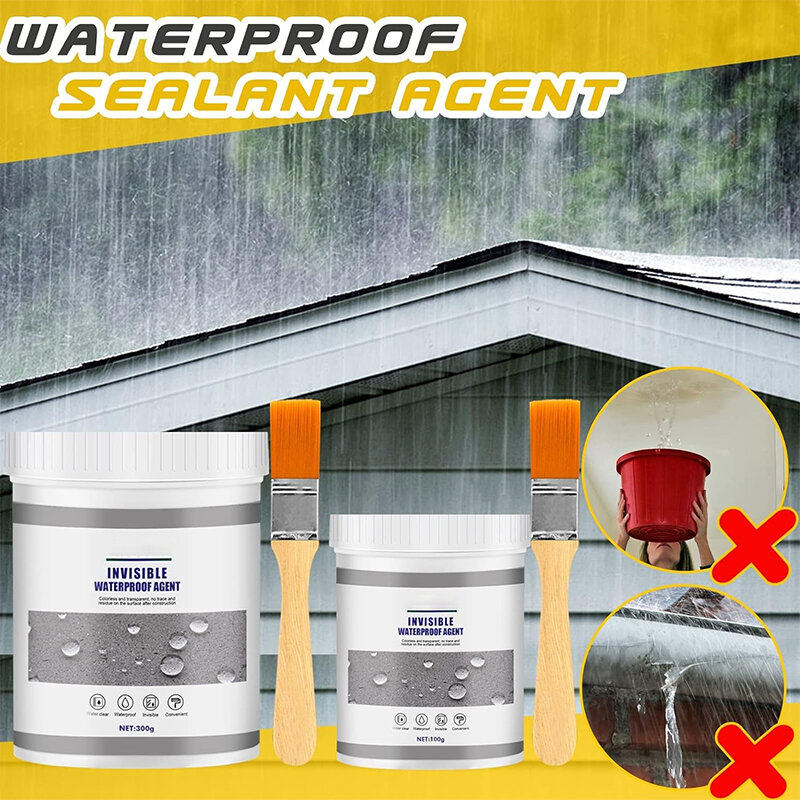 Waterproof Coating Sealant Agent Invisible Paste Glue With Brush Repair Home Roof Transparent Bathroom Antileak Glue 30/100/300g